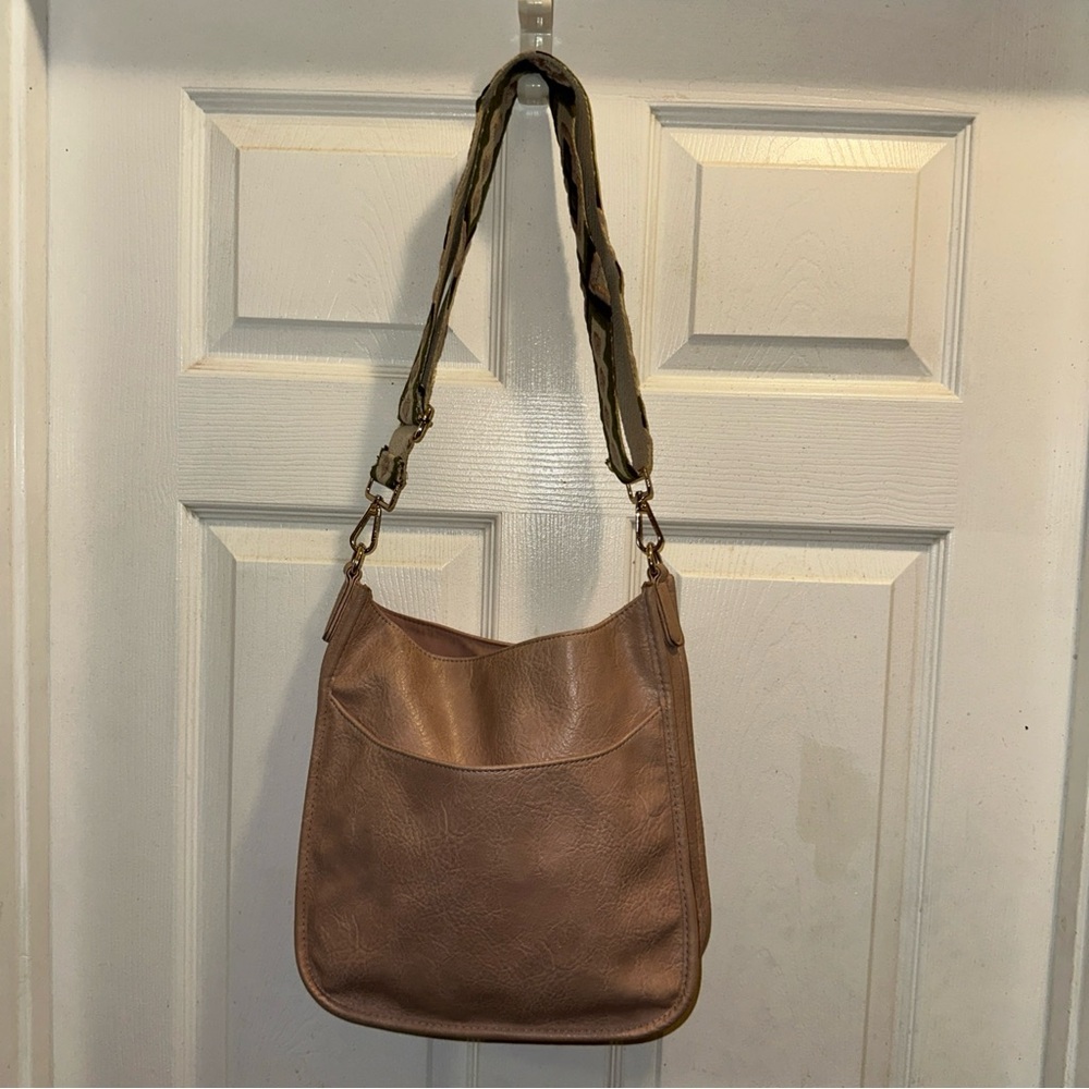 Adorned Elegant Tan Leather Shoulder Bag